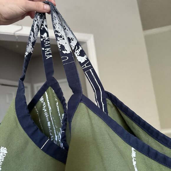 Kealopiko Hawaii All Aloha Eke Nui Large Tote 100% Cotton Olive Green - Picture 5 of 12